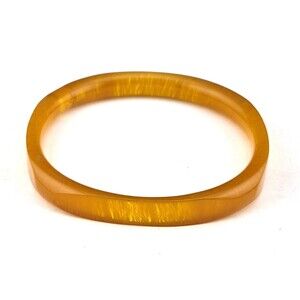 Vintage Translucent Amber Butterscotch Lucite Bangle Bracelet 7"
